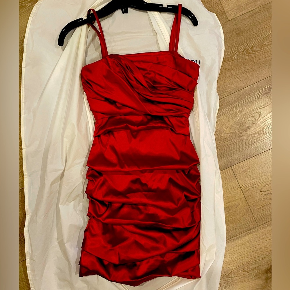 Red cocktail satin dress